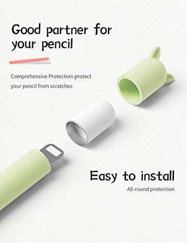 Caixa de 2 pacote para lápis de maçã 1ª geração, fofos acessórios de manga de capa de silicone macio de silicone compatíveis com iPad