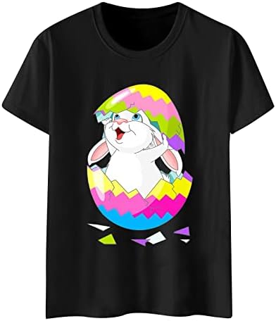 Camisetas de Páscoa CGGMVCG para mulheres fofas de coelho de coelhinho tees gráficos Camisas de Páscoa Casual para