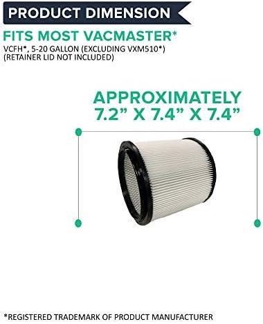 Pense no filtro de vácuo molhado / seco de substituição crucial se encaixa no Vacmaster vcfh, se encaixa em 5 a 20 galões
