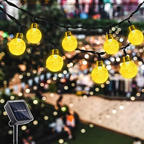 Kosuroum Christmas Crystal Lights 40 LED 25ft 8 Modos Super Luzes de cordas solares de cristal globo brilhante, luzes