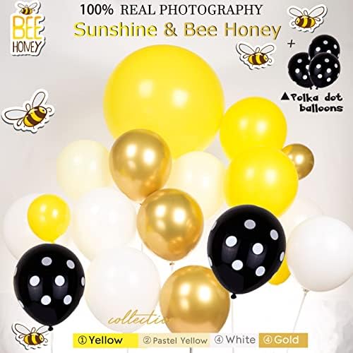 Kit de guirlanda de balão amarelo do dia da abelha 120pcs amarelo dourado branco Mylar Sun Balloons para o que vai abelha