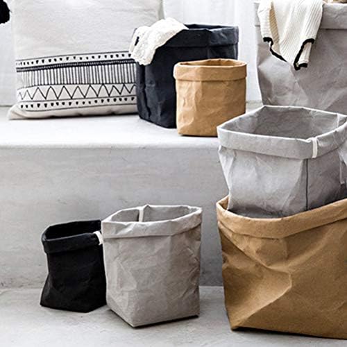 Hemoton Boa lavável Kraft Paper Recurter Reutilable Paper Bag Organizer Flowerpot Planter Bags Cover para decoração e armazenamento - Tamanho L