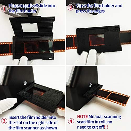 Digital Film & Photo Scanner Multifunction Combo Scanner com HD 22MP, Converta 135Film/35mm Slide/110Film/Photo/Document Card/Business para arquivos JPG digital, 2,4 polegadas LCD, Black