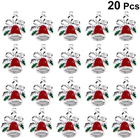 AMOSFUN 20pcs liga de Natal Oil Drop Oil Bowknot Bell Pingente DIY Acessórios de jóias