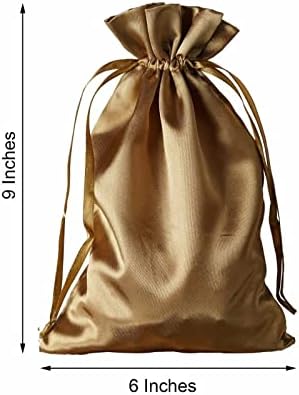 Super Bingo Decorações para o feriado 12 PCs 6x9 Gold Satin Bags Favory Festy Favors Favors Wholesale DF-3620