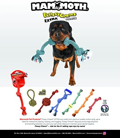 Mammoth Pet Products Chews Flossy Chews Extra Multi Color 4 Nó Tug de corda - brinquedo de rebocador de algodão premium para cães - Toy interativo de corda de cachorro - brinquedo de mastigar cachorro para cães médios - 27 ”