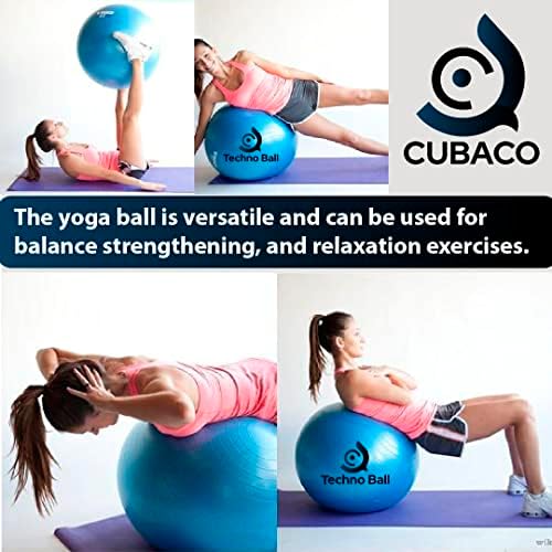 Cubaco Pilates Ball Ball Ball Ball, grande bola de parto de academia para gravidez, condicionamento físico, equilíbrio, treino em casa, escritório e fisioterapia