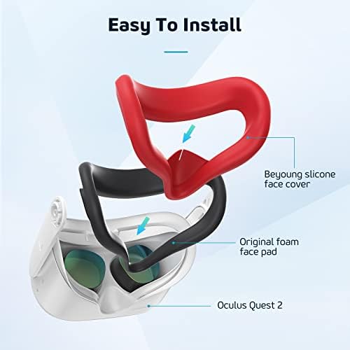 Protetor de face iTwano VR FACE e Lens para Quest 2, lavabável Silicone Face Pad compatível com Oculus Quest 2 Acessórios