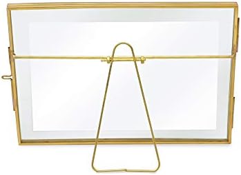Isaac Jacobs 4x6, ouro antigo, latão e vidro de estilo vintage, moldura de imagem flutuante de metal com fechamento de medalhas, para