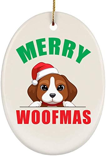Merry woofmas beagle santa chapéu 2023 enfeites de árvore de natal