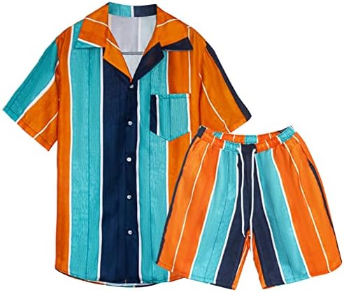 Roupas de trilhas de 2 peças para homens camisa havaiana de moda de lapela e cenários curtos roupas de praia de verão floral