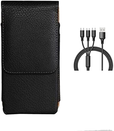 Para sacos de 5G do Galaxy A52, bolsa de telefonia de couro de coldre de cinto universal com cabo de carregamento para Samsung for