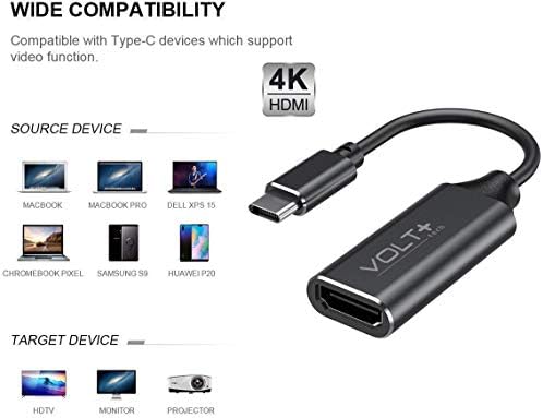 Trabalhos da Volt Plus Tech HDMI 4K Kit USB-C Compatível com o adaptador profissional Kyocera Hydro Elite com saída