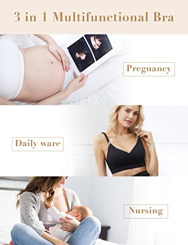 Hofish 3 embalam sutiãs de enfermagem para amamentação, Wireless V Pesh Maternity Mulheres Gravidez Sleep Bralette com extensores