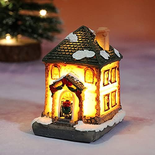 Kenanlan Christmas Village Houses, liderado resina iluminada Christmas Village Houses de Natal Casa Iluminada Feliz para Decoração