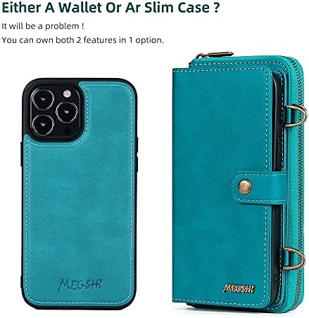 Compatível com o iPhone 13 Pro Max Wallet Case 2in1 Caixa de carteira de carteira destacável magnética Follio Flip Wallet com cinta