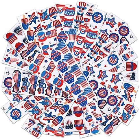 1240 PCs adesivos patrióticos para crianças adesivos variados adesivos de bandeira americana Blue Red & White Map Stars