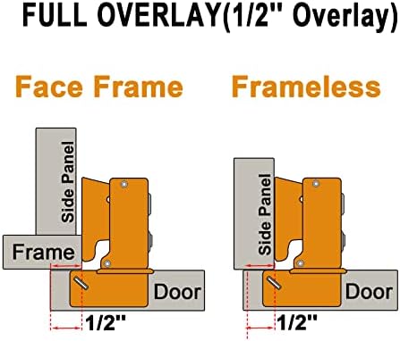 Besteel 24 pacote de 1/2 polegada Sobreposição macia portas de gabinete de fechamento de dobradiças para armário de cozinha dobradiças