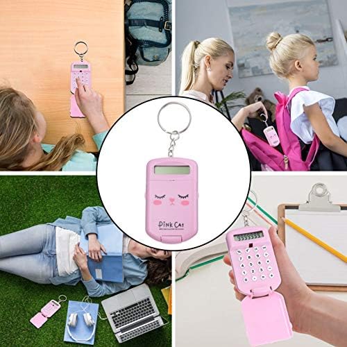 Toyandona 2pcs Calculadora Bateria LCD LCD Pequeno calculadora de bolso Tecla portátil para estudantes Profissionais de crianças estudantes material escolar com capa de proteção rígida rosa