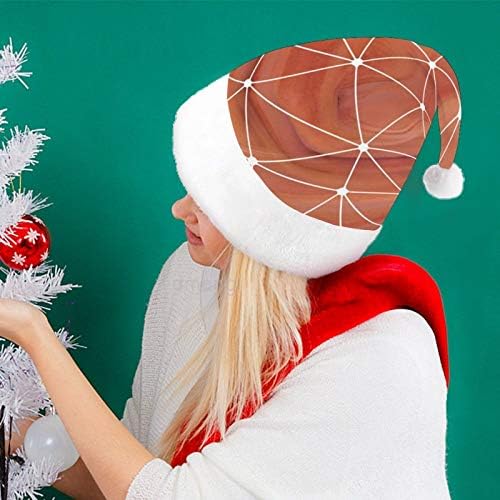 Chapéu de Papai Noel de Natal, Linha Geométrica Marble Holdado de Natal para Adultos, Unisex Comfort Chapéus de Natal