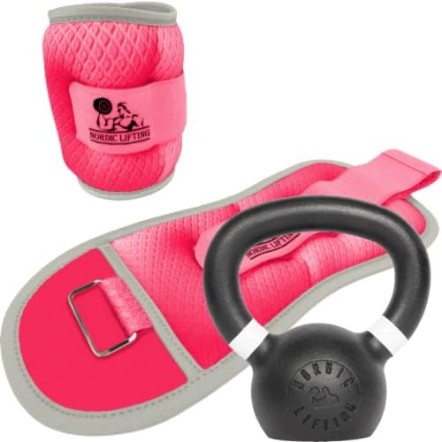 Pesos do pulso do tornozelo 2lb - pacote rosa com kettlebell 9 lb