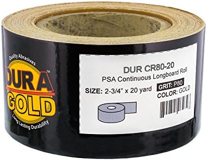 Dura-Gold Pro Série Retângulo 5 x 2-3/4 Dada densidade de 2 lados Blocos de lixamento EVA, gancho e backing de loop, 2 pacote-adaptador PSA Pad & 80 e 220 Grit PSA Longboard Roll 20 jardas, 2-3/ 4 de largura