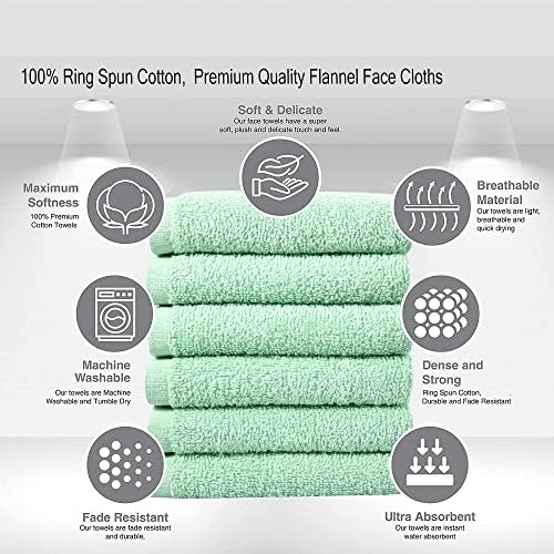 Simplesmente toalhas de algodão de algodão 12 ”x 12” Toalhas premium de ponta dos dedos altamente absorventes para o banheiro anel