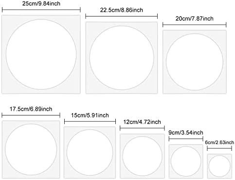 Savita 16pcs grandes estênceis de círculo para pintura, modelos de plástico 2,4-9,8 polegadas de estênceis de círculo