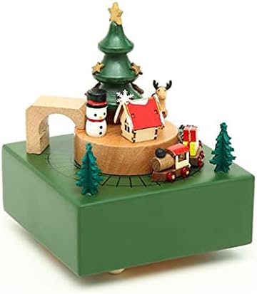 Tfiiexfl Wood Carousel Christmas Music Box Gift Furnishings retro Decorações de madeira Caixa de música