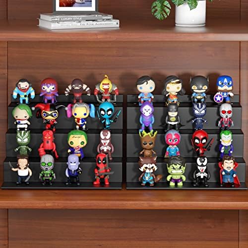 NIUBEE 2PCS ACRYLIC RISER Display Shelf para Funko Pop Action Figura Exibição do suporte, 4 etapas acrílico significa