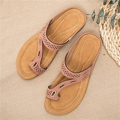 Anel de ponta dos dedos do dedo do pé para mulheres vintage Roman Flip Flip Slip em Sandals Walking Summer Hollow Beach Slides para