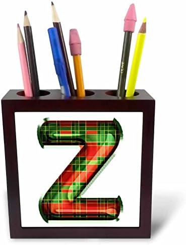 3drose Red Red and Green Christmas Monograma Z - Pen titulares de caneta de ladrilhos