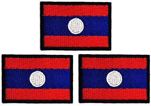 Kleenplus 3pcs. 1,1x1,6 polegada. Mini laos sinalizador de bandeira tática bandeira militar aplica patches world country bandeira