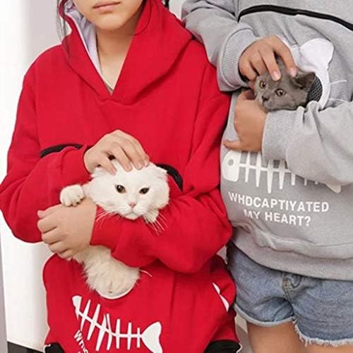 Mackneog Cat Hoodie para mulheres Cat bolsa capuz Kitten Print Cat carregando capuz de cachorro bolsa de cachorro bolsa de cachorro