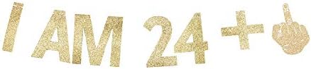 Eu sou 24+1 banner, 25º aniversário da festa de aniversário Funny/Gag 25 BDAY DECORAÇÕES DE FESTO GOLD GLITER PAPEL SIGN