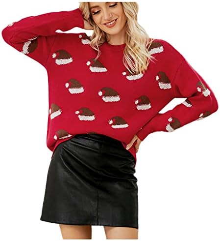 Sweater de Natal para mulheres gnomos natal de estampa gráfica malhas de malhas de malhas de malhas engraçadas Tops de malha quente de inverno
