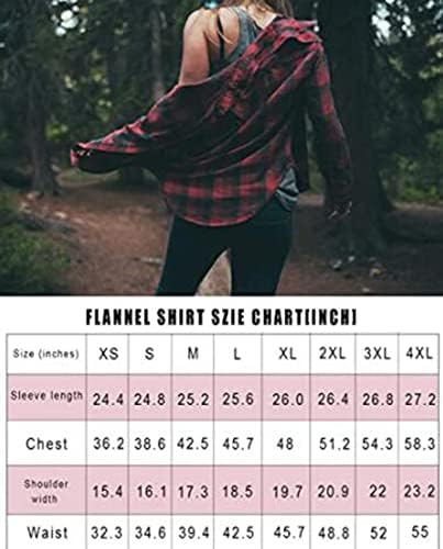 Camisas xadrez de flanela feminina de Uillnoodu