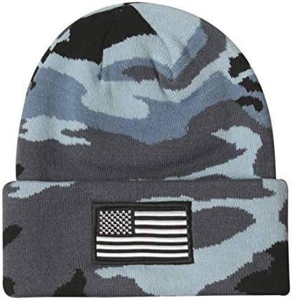 Mirmaru Men's American Flag American Bordado bordado Capinho de punho dobrado Capinho de gorro - confortável que quente