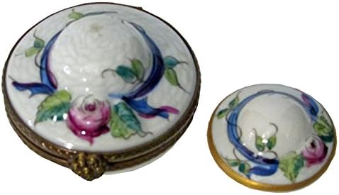 Limoges pintados à mão chapéu floral com chapéu pequeno dentro