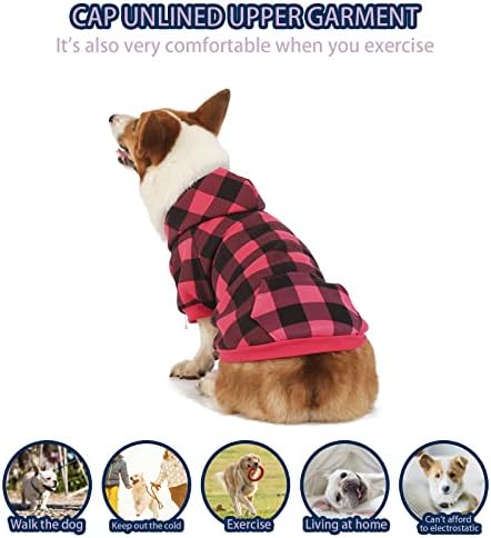 Hozz Winter Dog Hoodie xadrez xadrez com bolsos para cães grandes cães grandes roupas de casaco de bulldog roupas de cachorro