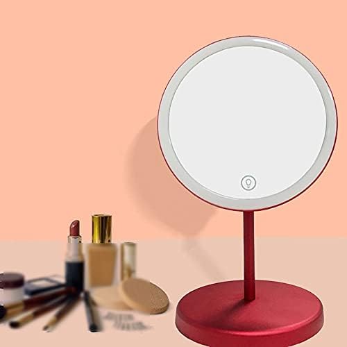 Espelho de maquiagem de maquiagem amabeahzj espelho de metal de metal, 3 cores mesa de mesa leve espelho de mesa USB, espelho de desktop