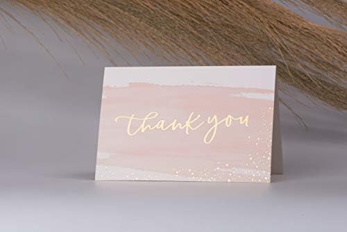 Agradecemos cartões -48 folhas de ouro em branco em branco e caixa de aquarela em massa com elegantes envelopes e adesivos