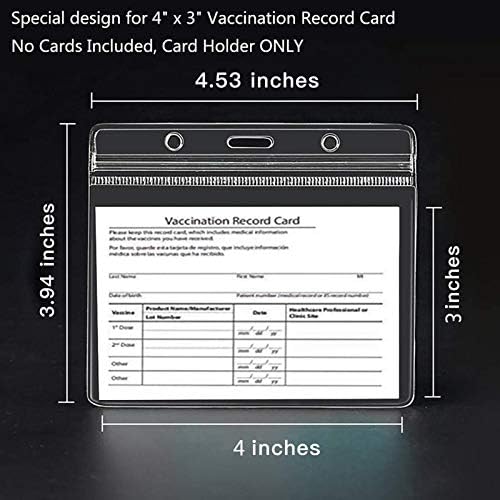 Card Card Card Protetor de 4 x 3 polegadas Registro de imunização Vacina Horizontal Id Card Nome Tag Distintivo, Cartões Tornador