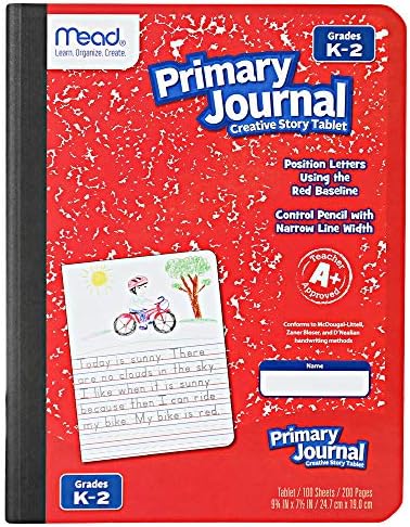 Mead Primary Journal Grases K-2 Jardim de Infância do Jardim de Infância, 6 Pack Red Primary Composition Notebook K-2, 100 Cadernos de História das folhas para pré-escola, crianças da sala de aula da 1ª e 2ª série.