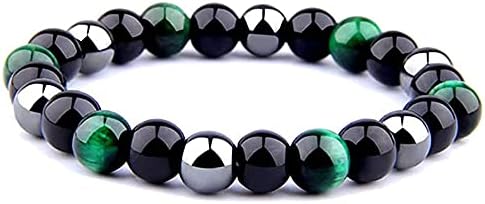 Pulseira de proteção tripla de kiomoy para proteção traz sorte e prosperidade hematita negra obsidiana tigre olhe stone bacelets