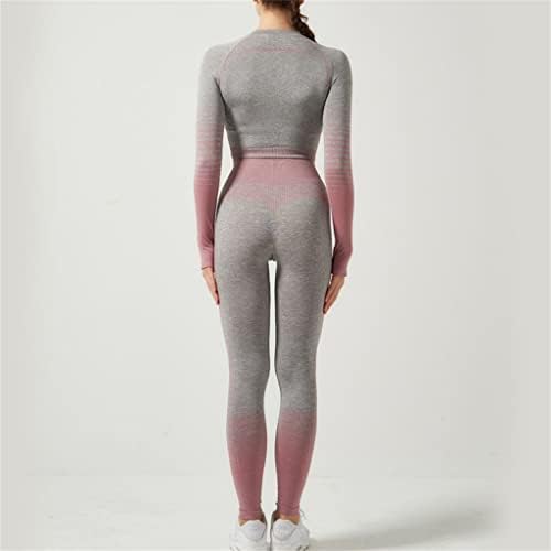 Jydbrt tamanho grande feminino fitness yoga conjunto de roupas de duas peças gradiente de duas peças, traje esportivo