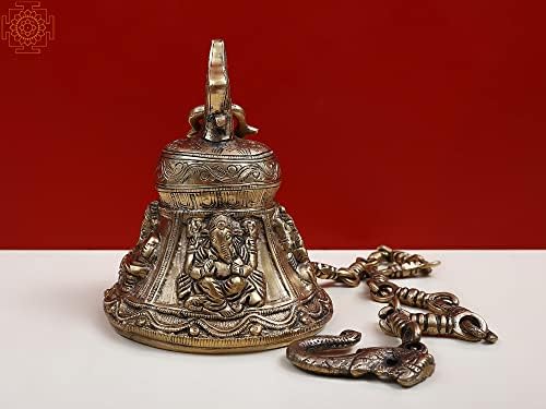 Índia Exótica de 6 Brass Lorde Ganesha pendurado sino - Brass