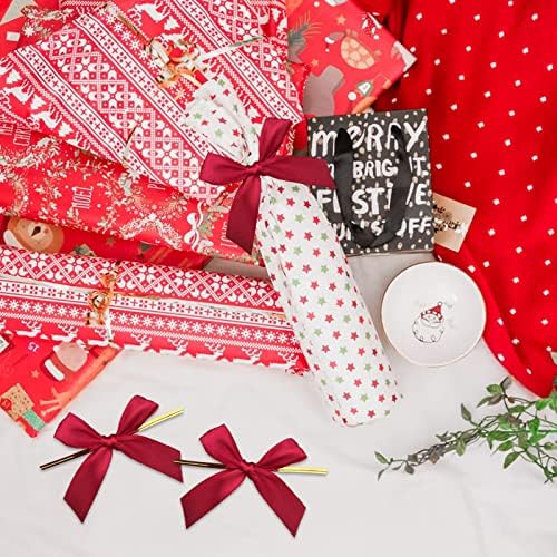 Arco de gravata de cetim torção, 100 peças arco de fita de arco de Natal para árvore de Natal, coroa de natal, decoração de presentes