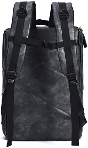 Mm mochilas legais laptop de couro PU Mochila grande e elegante Daypack College Bookbag da moda para homens negros