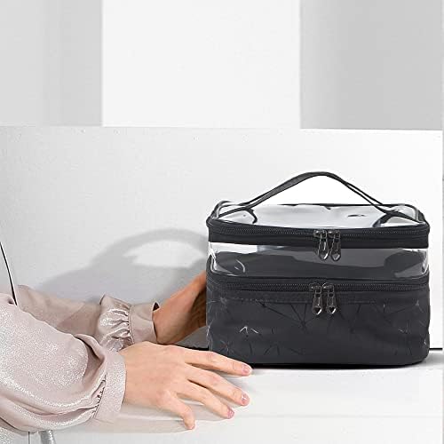 Miss ou saco de maquiagem, duas camadas de maquiagem de duas camadas, acessórios para viagens Bolsa de higieness para mulheres, bancos